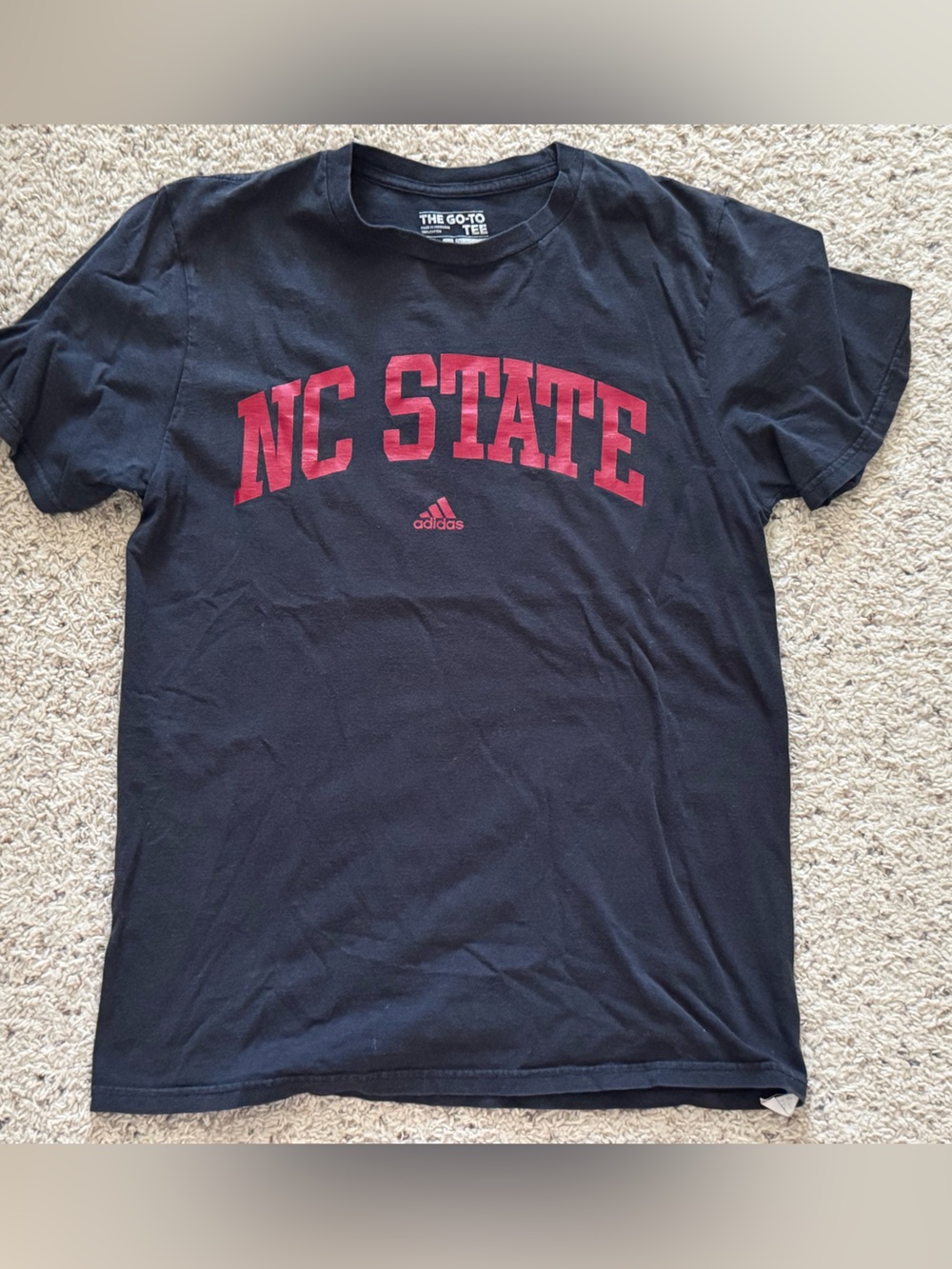 adidas Black T-Shirt with Red NC STATE Graphic